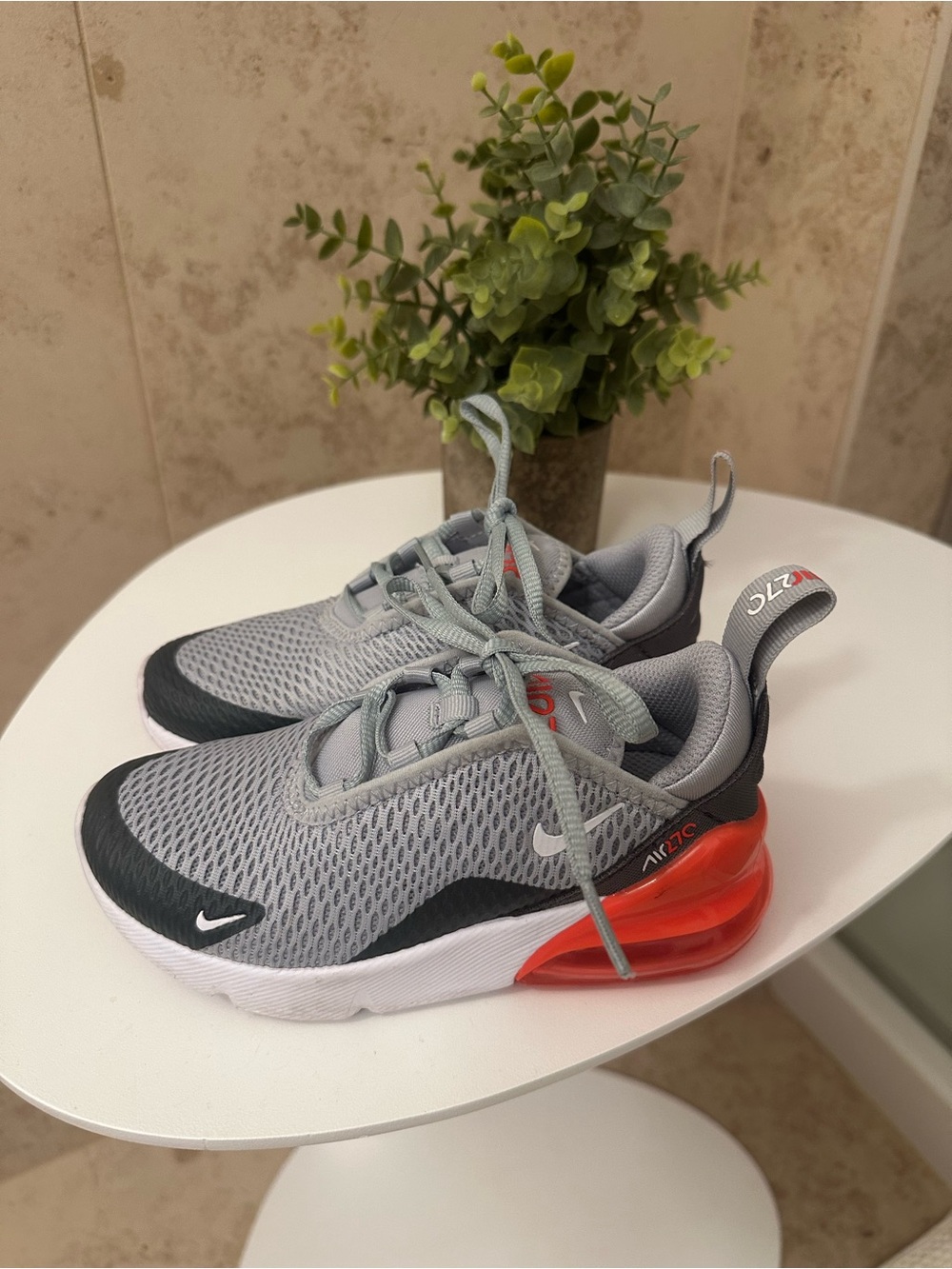 Nike Kids' Air Max 270 Sneaker- Wolf Grey/White/Anthracite, worn twice!